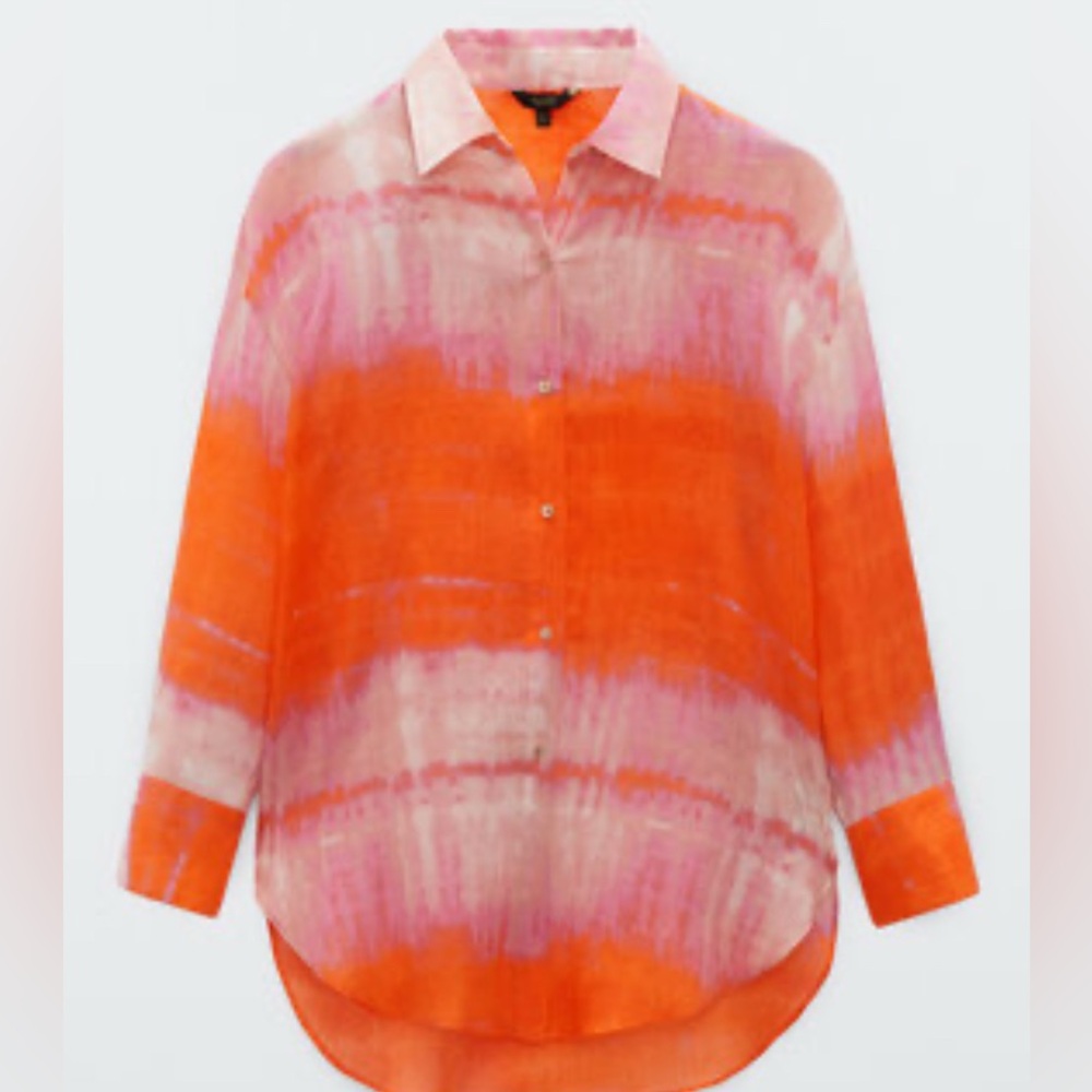 Vibrant Orange and Pink Women's Top Massimo Dutti